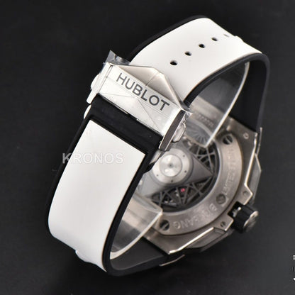 Big Bang Sang Bleu II Chrono 45mm White Skeleton Dial White Hub1240 - Authentic Movement