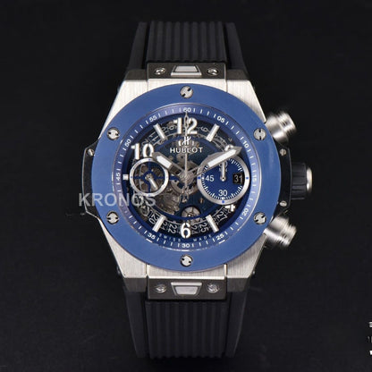 Big Bang Unico 45mm Blue Ceramic Skeleton Dial Black - Authentic Movement