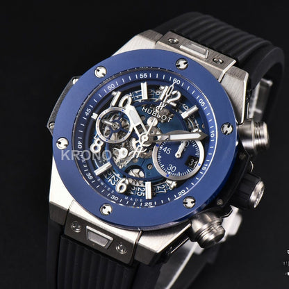 Big Bang Unico 45mm Blue Ceramic Skeleton Dial Black - Authentic Movement