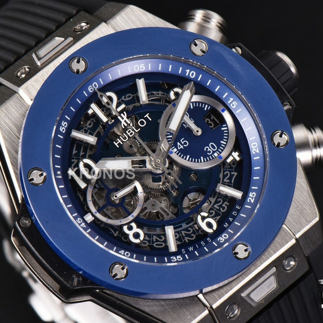 Big Bang Unico 45mm Blue Ceramic Skeleton Dial Black - Authentic Movement