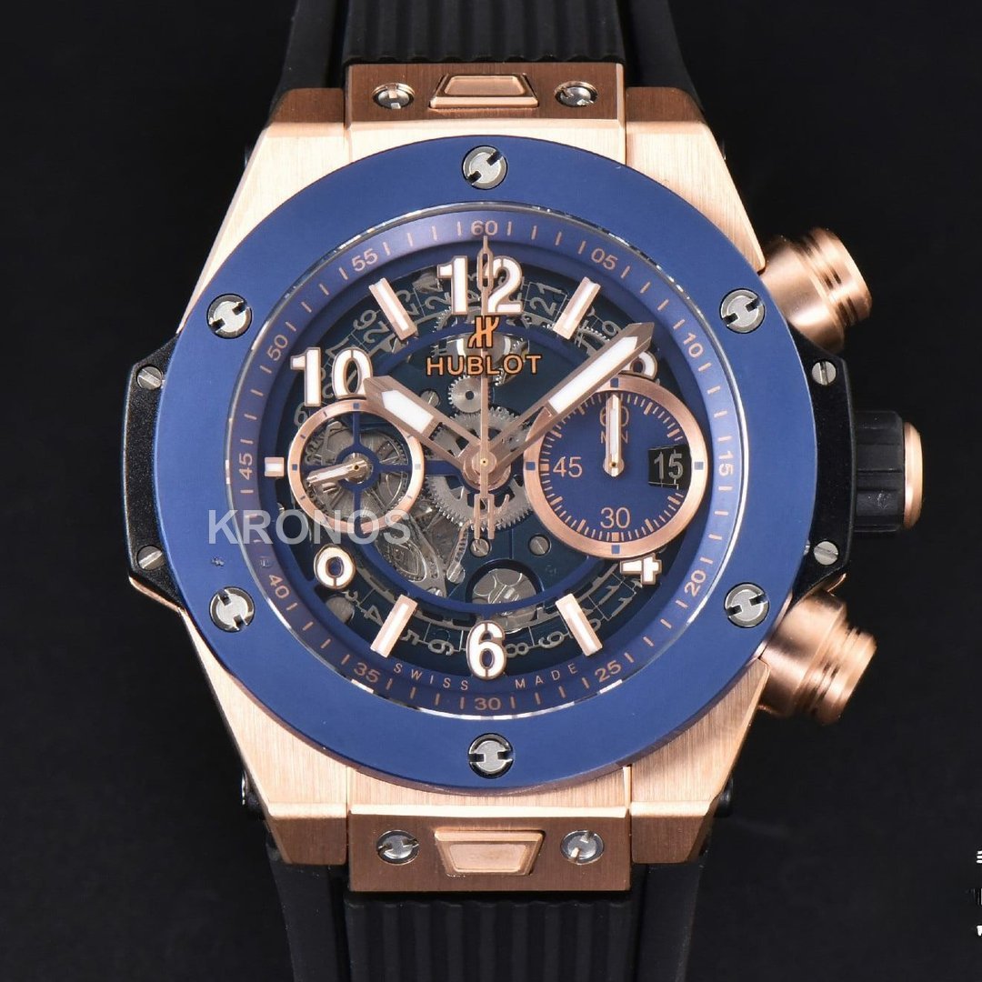 Big Bang Unico 45mm Blue Ceramic Skeleton Dial Black A1280 - Authentic Movement