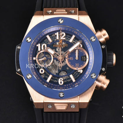 Big Bang Unico 45mm Blue Ceramic Skeleton Dial Black A1280 - Authentic Movement