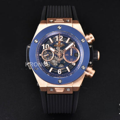 Big Bang Unico 45mm Blue Ceramic Skeleton Dial Black A1280 - Authentic Movement