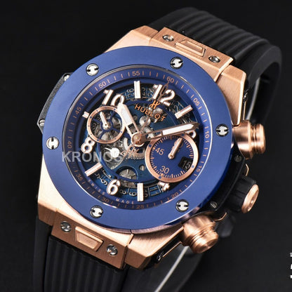 Big Bang Unico 45mm Blue Ceramic Skeleton Dial Black A1280 - Authentic Movement