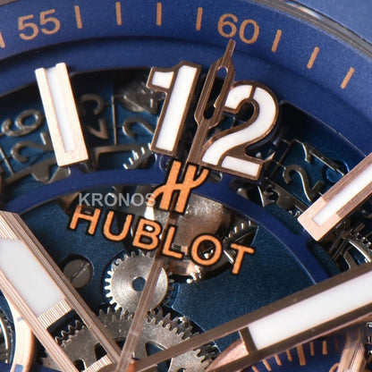 Big Bang Unico 45mm Blue Ceramic Skeleton Dial Black A1280 - Authentic Movement