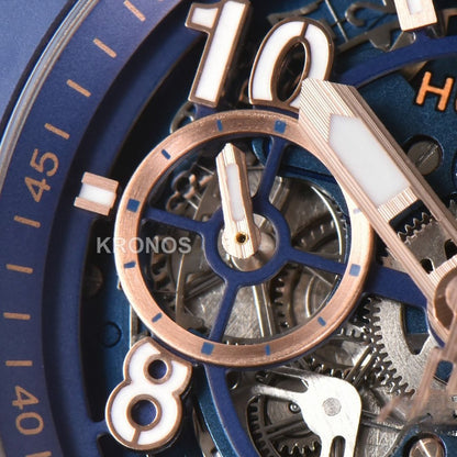 Big Bang Unico 45mm Blue Ceramic Skeleton Dial Black A1280 - Authentic Movement