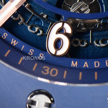 Big Bang Unico 45mm Blue Ceramic Skeleton Dial Black A1280 - Authentic Movement