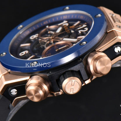 Big Bang Unico 45mm Blue Ceramic Skeleton Dial Black A1280 - Authentic Movement