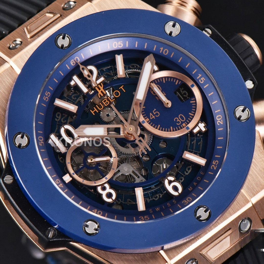 Big Bang Unico 45mm Blue Ceramic Skeleton Dial Black A1280 - Authentic Movement