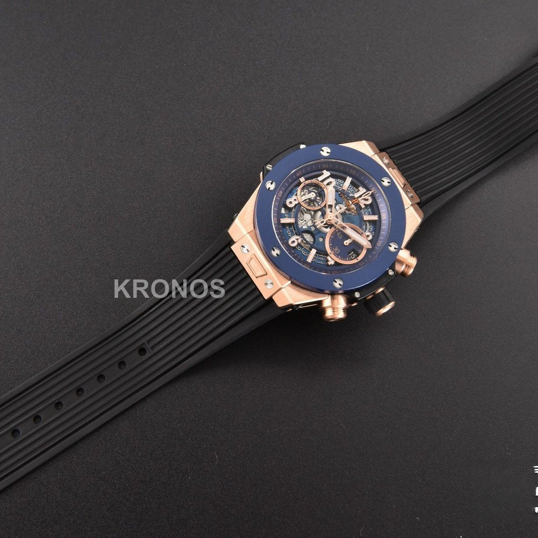 Big Bang Unico 45mm Blue Ceramic Skeleton Dial Black A1280 - Authentic Movement
