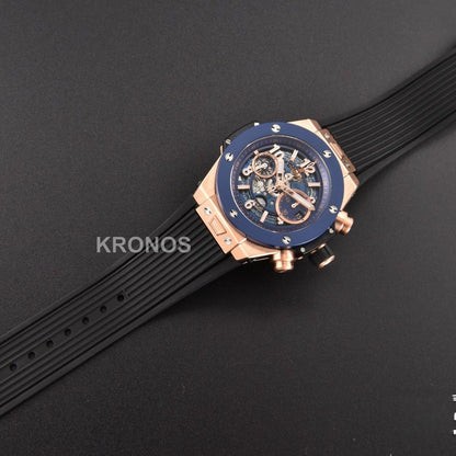 Big Bang Unico 45mm Blue Ceramic Skeleton Dial Black A1280 - Authentic Movement