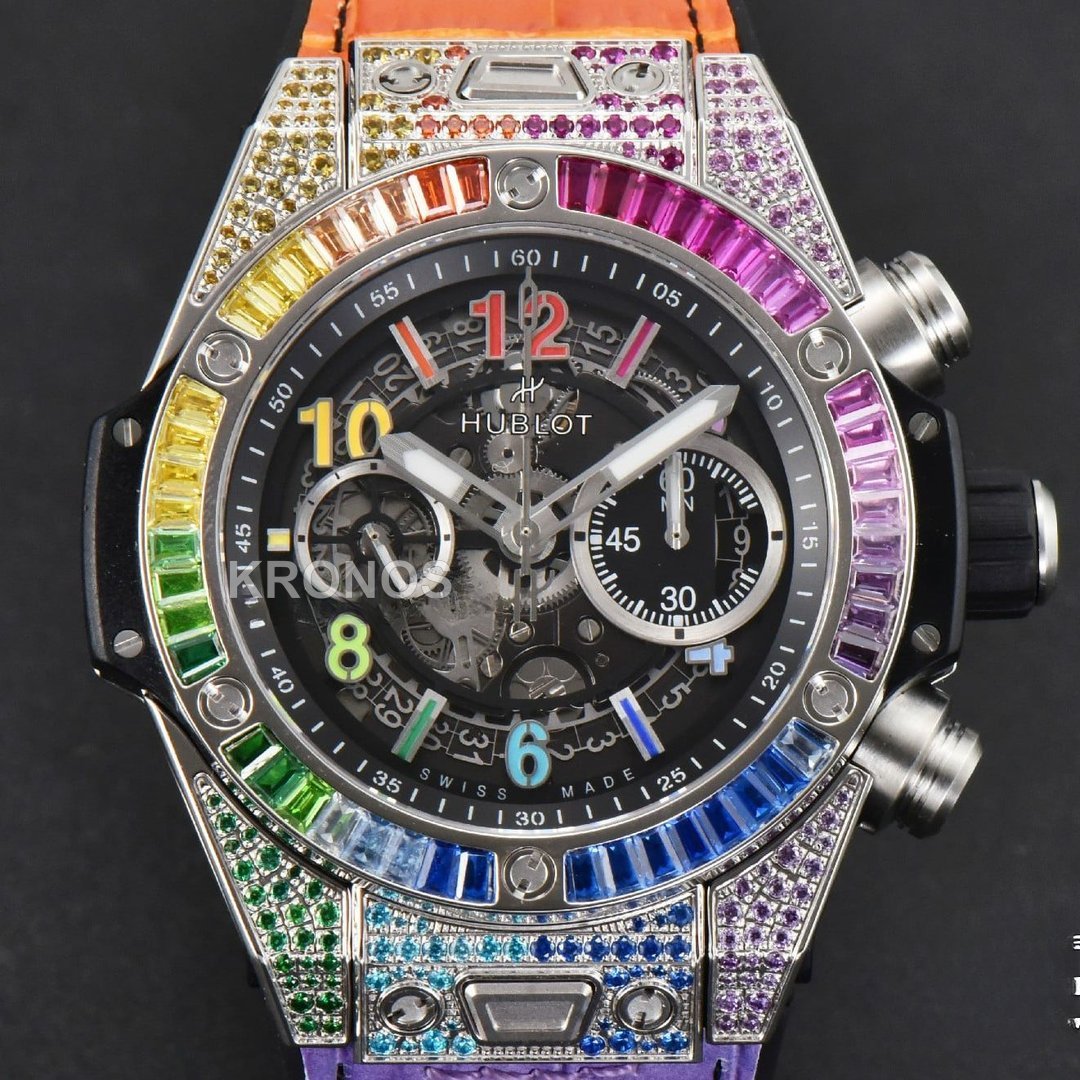 Big Bang Unico Rainbow King Diamond 45mm Skeleton Rainbow Gummy Strap - Authentic Movement