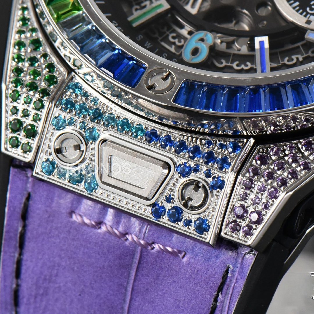Big Bang Unico Rainbow King Diamond 45mm Skeleton Rainbow Gummy Strap - Authentic Movement