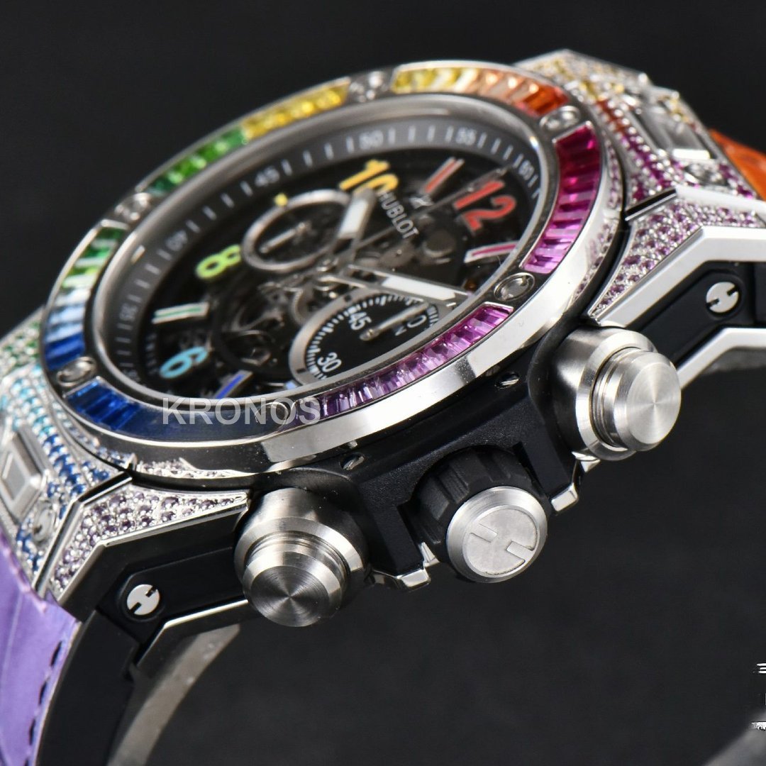 Big Bang Unico Rainbow King Diamond 45mm Skeleton Rainbow Gummy Strap - Authentic Movement