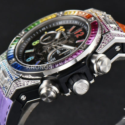 Big Bang Unico Rainbow King Diamond 45mm Skeleton Rainbow Gummy Strap - Authentic Movement