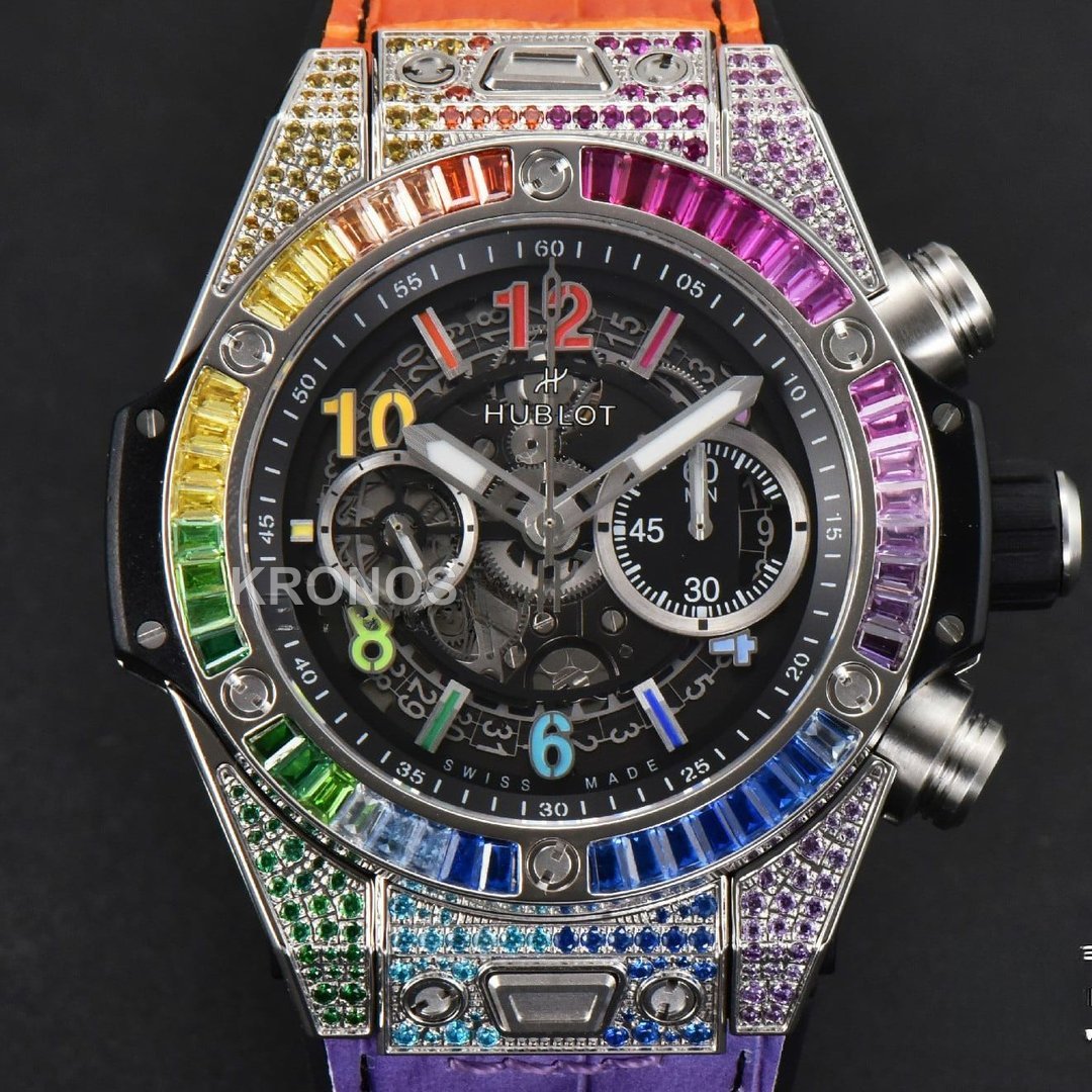 Big Bang Unico Rainbow King Diamond 45mm Skeleton Rainbow Gummy Strap A1280 - Authentic Movement