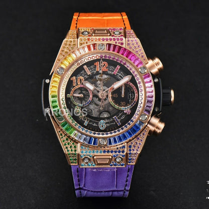 Big Bang Unico Rainbow King Diamond 45mm Skeleton Rainbow Gummy Strap A1280 - Authentic Movement