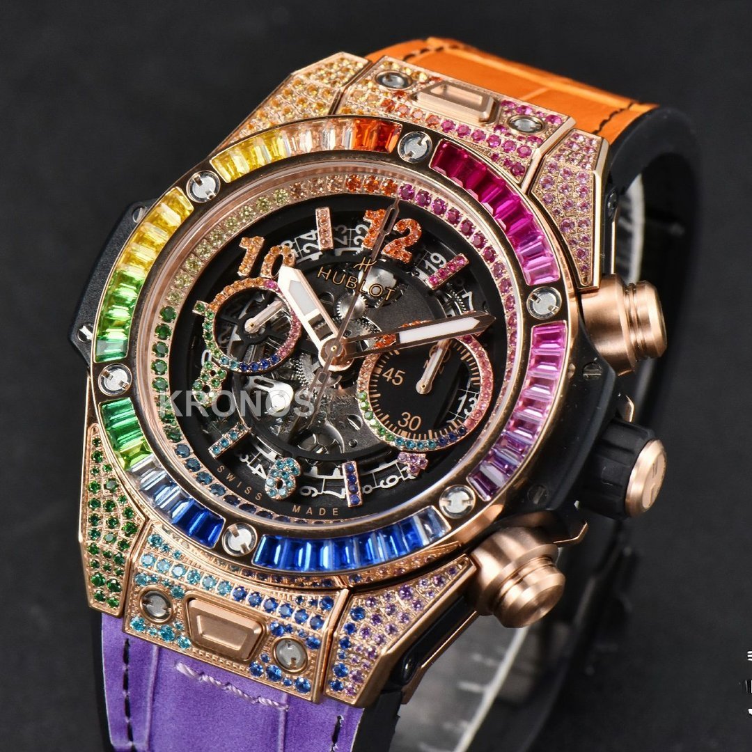 Big Bang Unico Rainbow King Diamond 45mm Skeleton Rainbow Gummy Strap A1280 - Authentic Movement