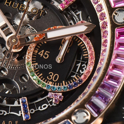Big Bang Unico Rainbow King Diamond 45mm Skeleton Rainbow Gummy Strap A1280 - Authentic Movement