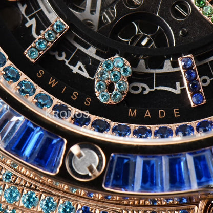 Big Bang Unico Rainbow King Diamond 45mm Skeleton Rainbow Gummy Strap A1280 - Authentic Movement
