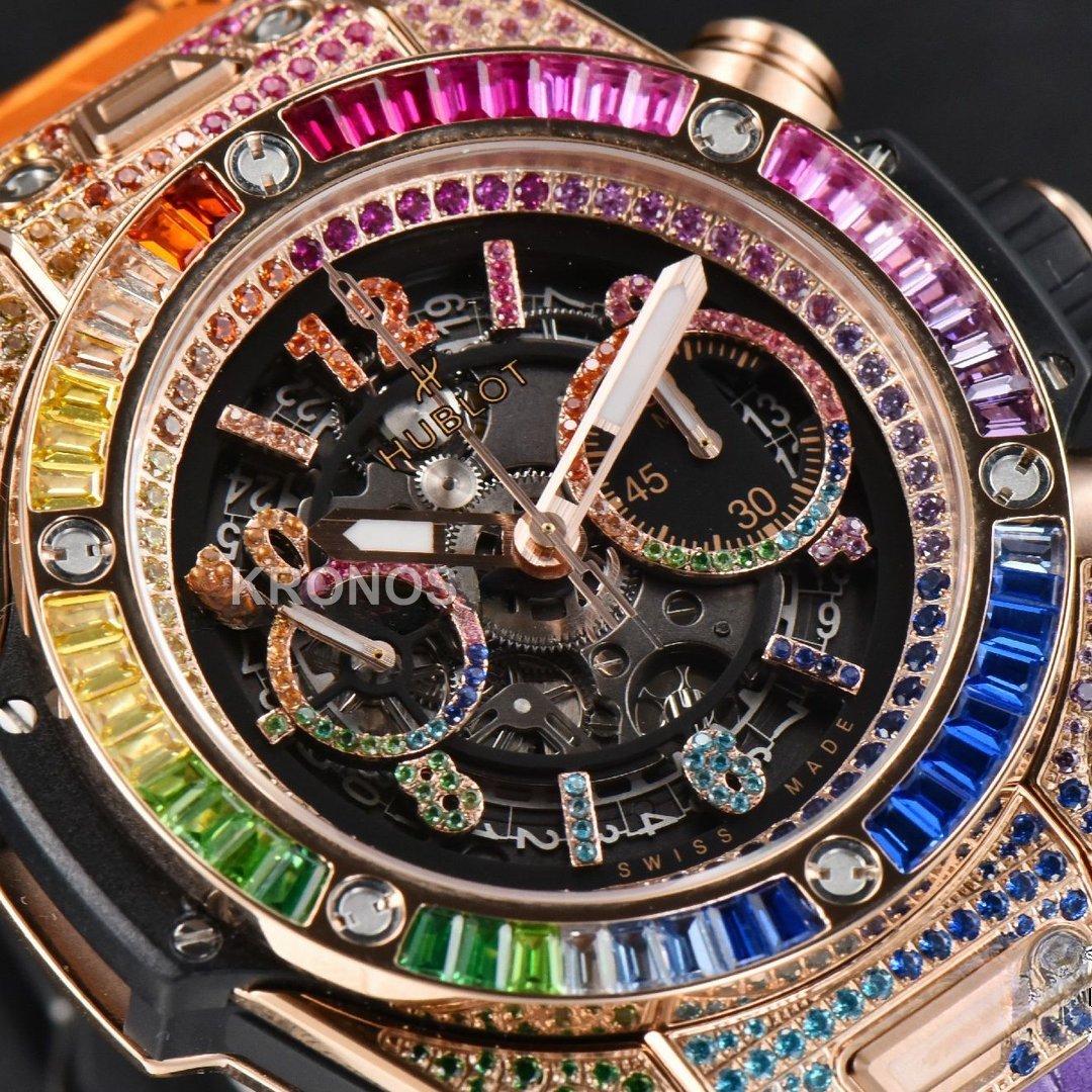 Big Bang Unico Rainbow King Diamond 45mm Skeleton Rainbow Gummy Strap A1280 - Authentic Movement