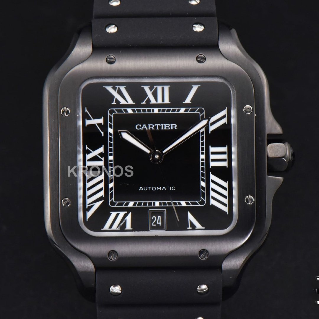Santos Large 40mm Pvd Black Dial Black - Authentic Movement
