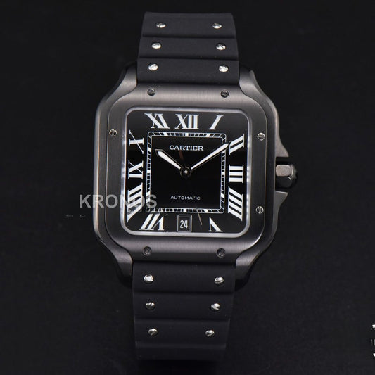 Santos Large 40mm Pvd Black Dial Black - Authentic Movement