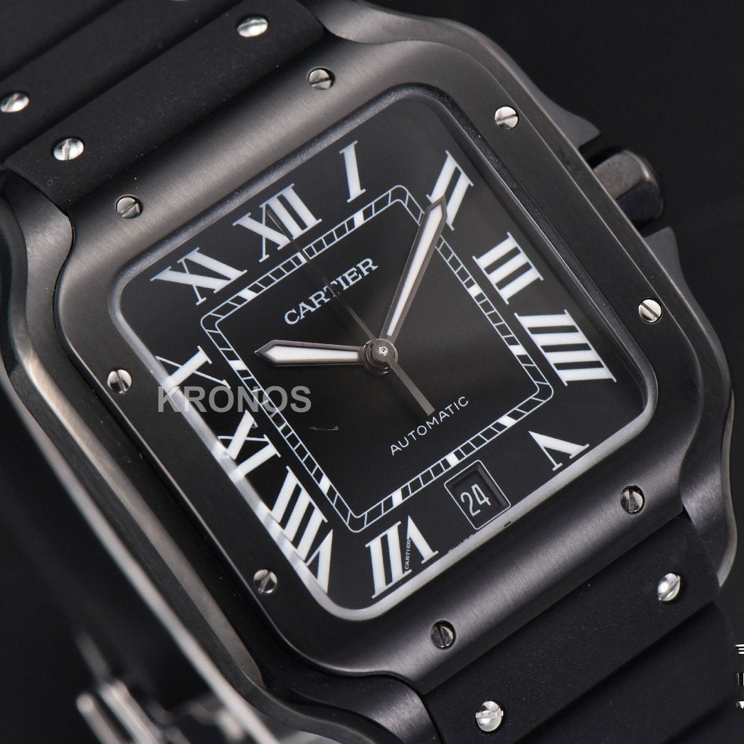 Santos Large 40mm Pvd Black Dial Black - Authentic Movement