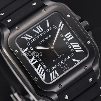 Santos Large 40mm Pvd Black Dial Black - Authentic Movement