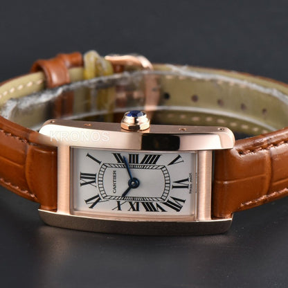 Tank Américaine Small 35.8mmx19mm Brown Quartz - Authentic Movement
