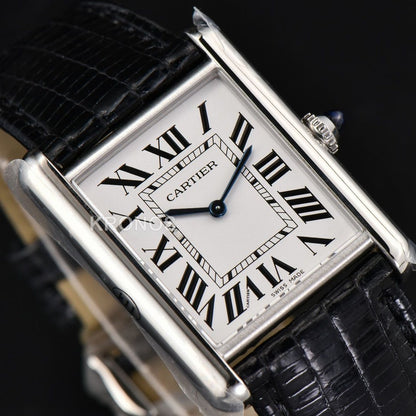 Tank Must Large 33.7×25.5mm White Dial Black Quartz - Authentic Movement