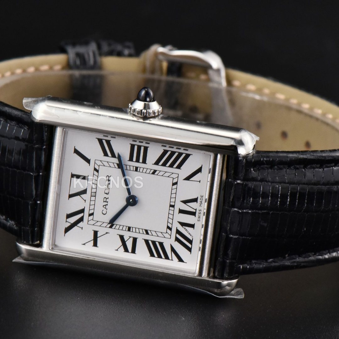 Tank Must Large 33.7×25.5mm White Dial Black Quartz - Authentic Movement