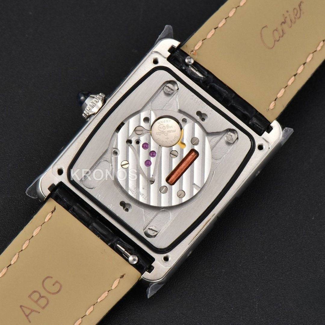 Tank Must Large 33.7×25.5mm White Dial Black Quartz - Authentic Movement