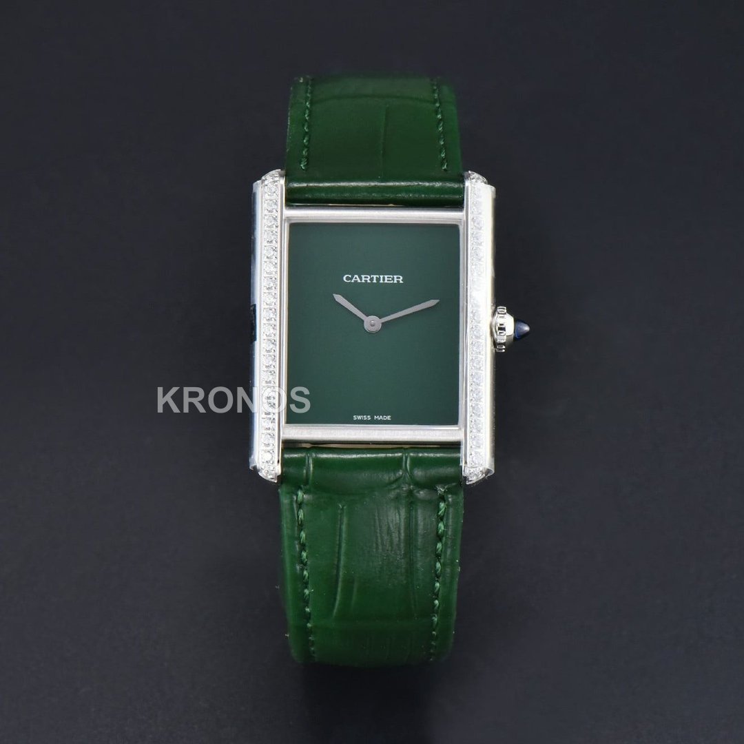 Tank Must Large 33.7×25.5mm Diamond Green Dial Green Quartz - Authentic Movement