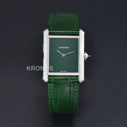 Tank Must Large 33.7×25.5mm Diamond Green Dial Green Quartz - Authentic Movement