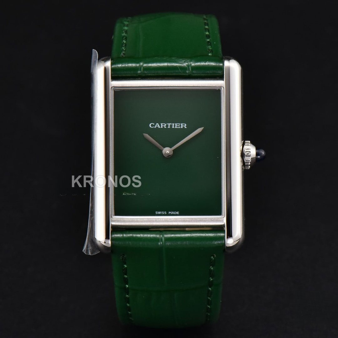 Tank Must Large 33.7×25.5mm Green Dial Green Quartz - Authentic Movement