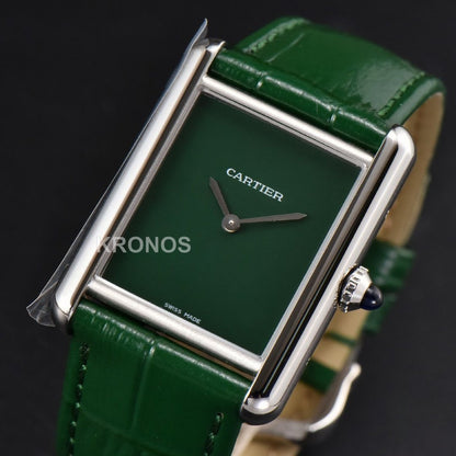 Tank Must Large 33.7×25.5mm Green Dial Green Quartz - Authentic Movement