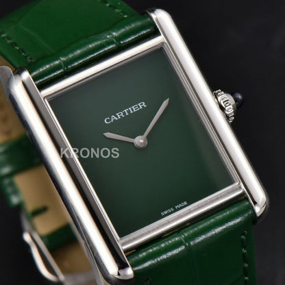 Tank Must Large 33.7×25.5mm Green Dial Green Quartz - Authentic Movement
