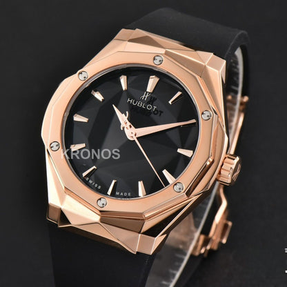 Classic Fusion Orlinski 40mm Black Dial Black Gummy Strap - Authentic Movement