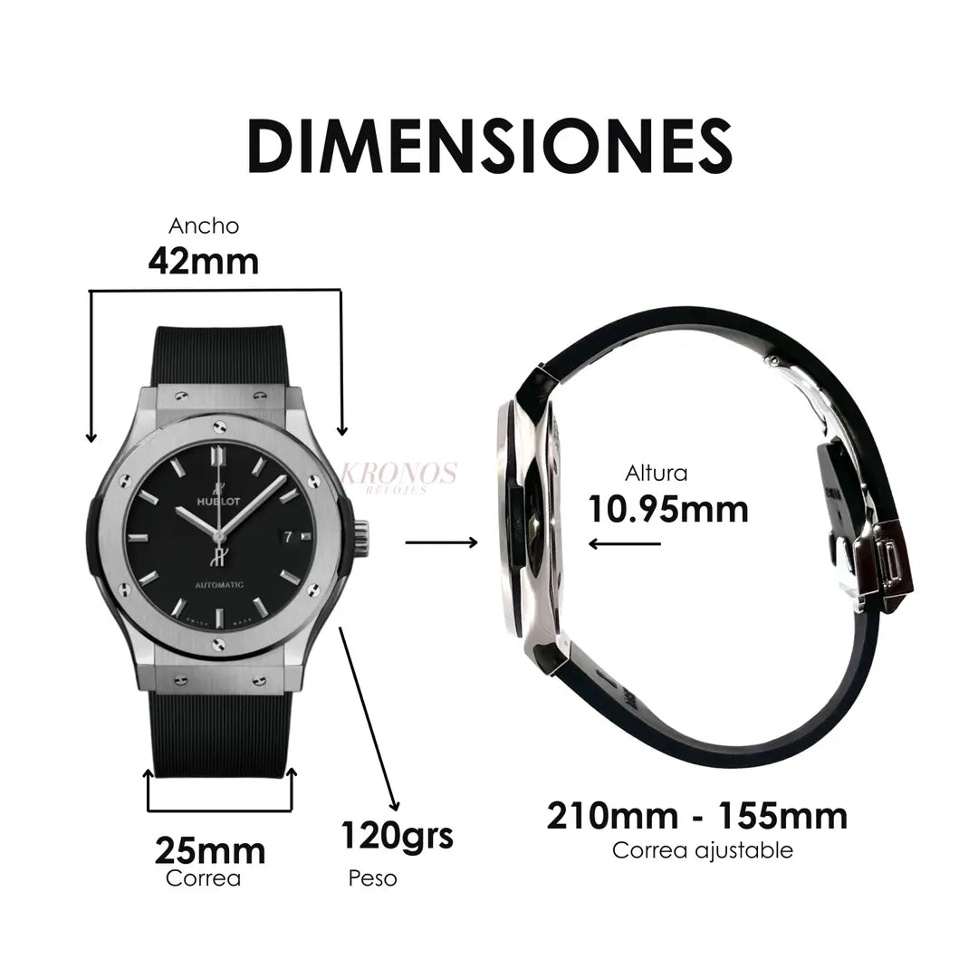 Vista lateral y grosor reloj Classic Fusion Steel Black Kronos Relojes