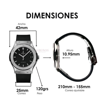 Vista lateral y grosor reloj Classic Fusion Steel Black Kronos Relojes