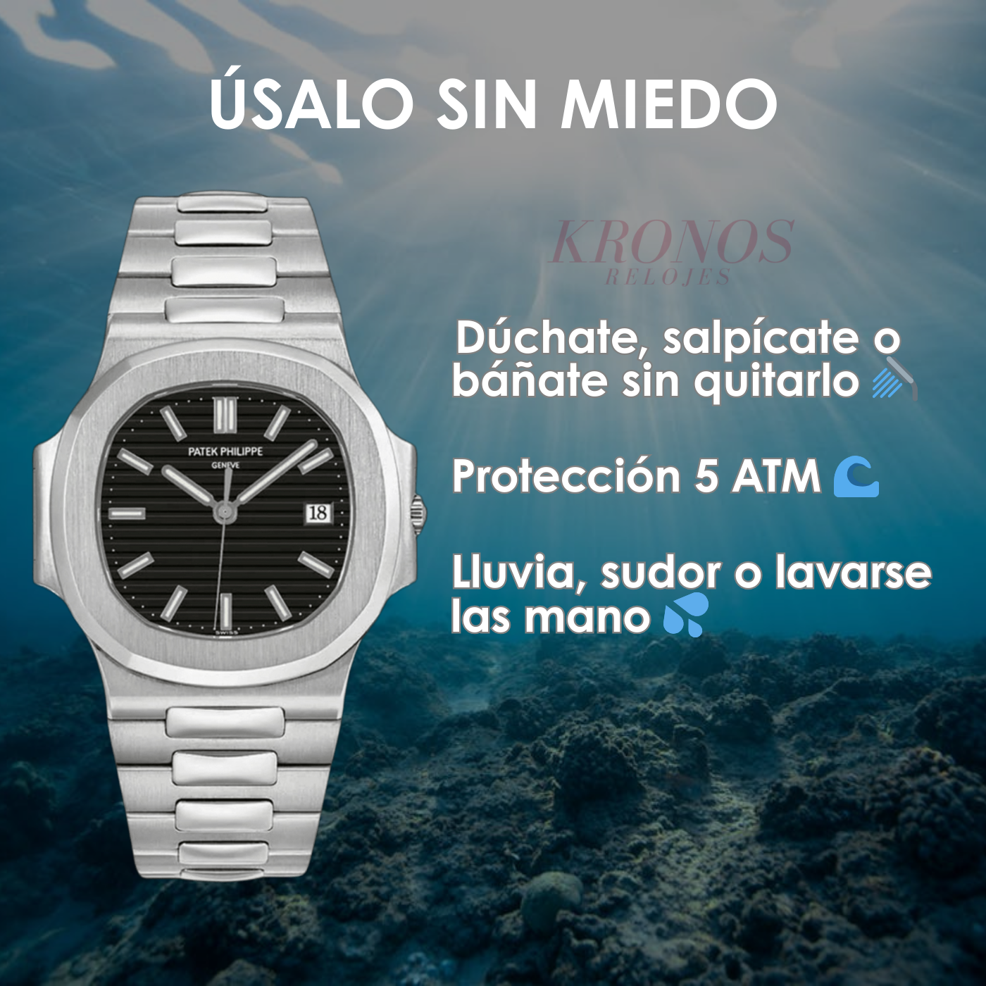 Nautilus Steel – Black Dial Patek Type