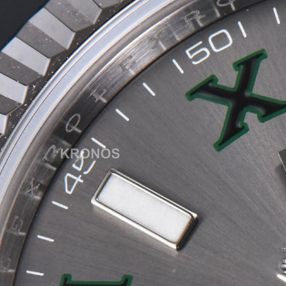 Datejust 41mm Wimbledon Gray Dial Green Marker Jubilee - Authentic Movement