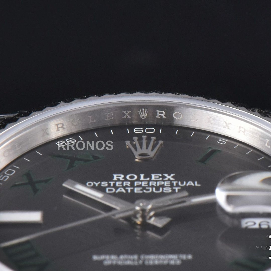 Datejust 41mm Wimbledon Gray Dial Green Marker Jubilee - Authentic Movement