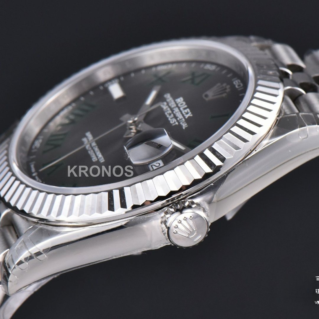 Datejust 41mm Wimbledon Gray Dial Green Marker Jubilee - Authentic Movement