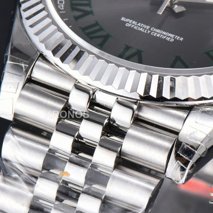 Datejust 41mm Wimbledon Gray Dial Green Marker Jubilee - Authentic Movement