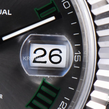 Datejust 41mm Wimbledon Gray Dial Green Marker Jubilee - Authentic Movement