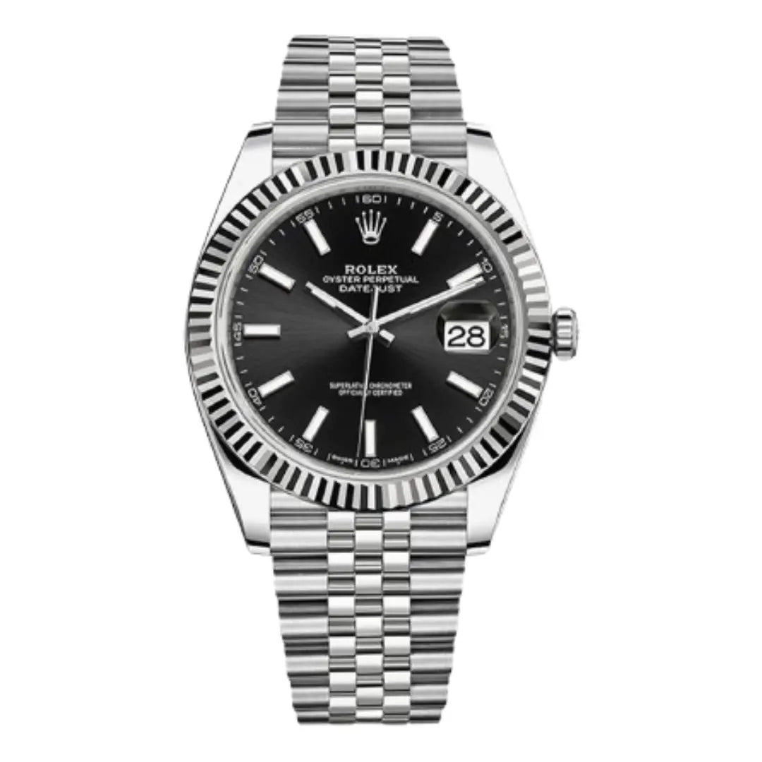 Datejust Oystersteel Black Dial estilo Rolex frente - Kronos Relojes