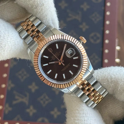 Detalle esfera chocolate Datejust Rolesor Everose estilo AAA - Kronos