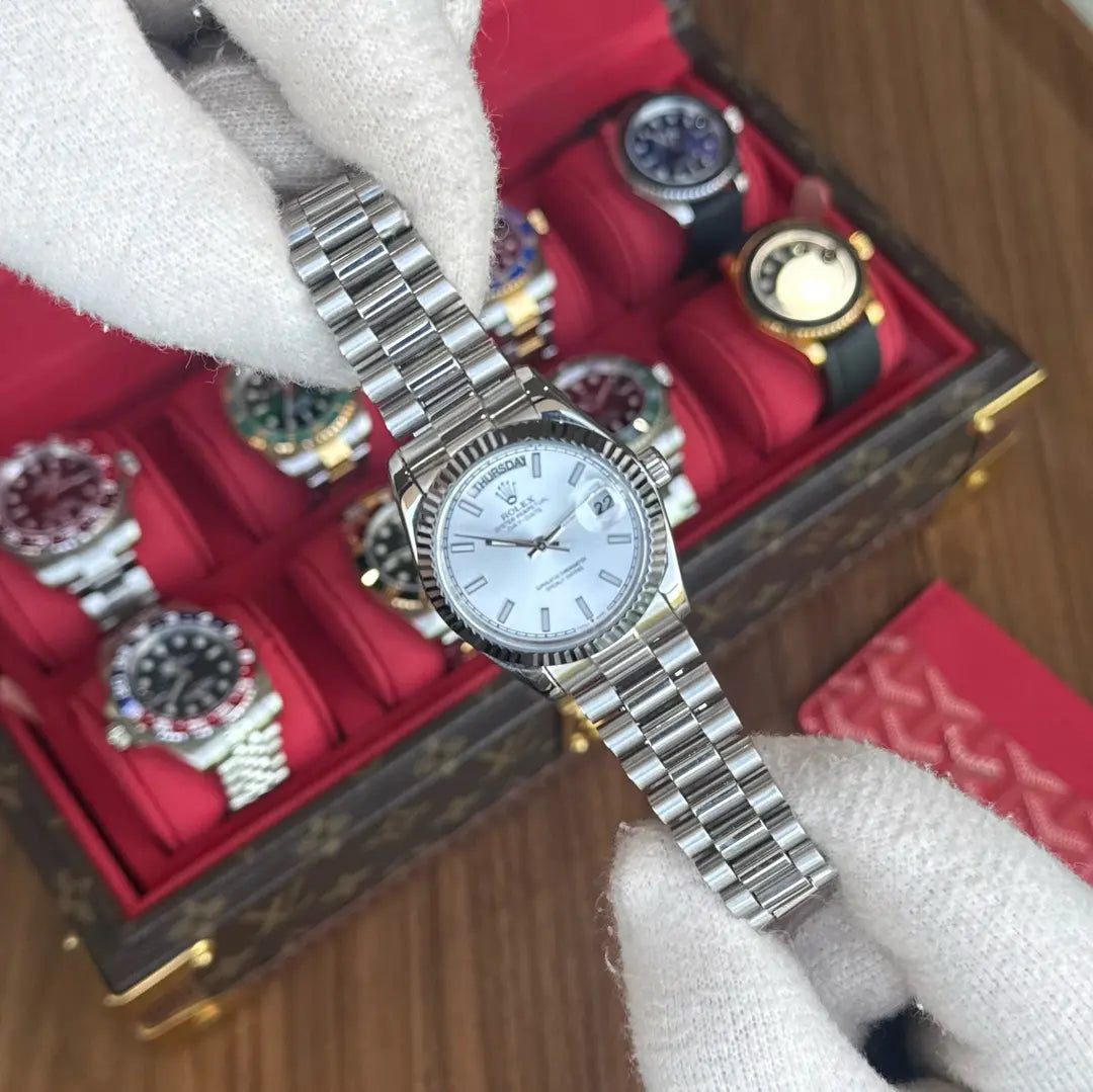 Detalle esfera plata Day-Date Oystersteel Kronos Relojes